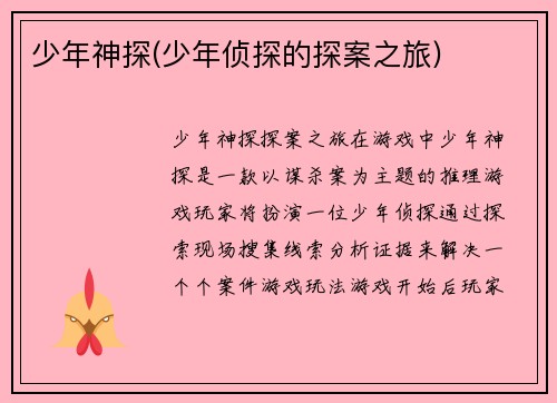 少年神探(少年侦探的探案之旅)